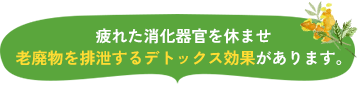 疲れた消化器官を休ませ老廃物を排泄するデトックス効果があります。